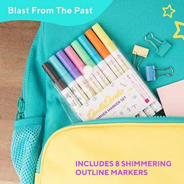 DoodleDazzles Shimmer Markers Set, Double Line Outliner Marker, Metallic Pens, Gifts for Girls, Boys...