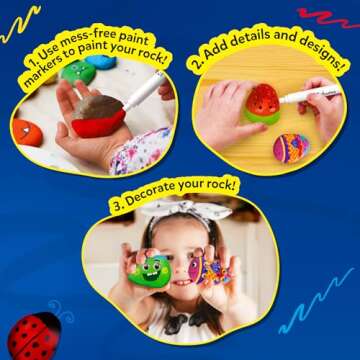 Skillmatics Rock Painting Kit - Mess-Free Art & Craft Activity for Girls & Boys, Craft Kits & Supplies, DIY Creative Activity, Gifts for Kids Ages 4, 5, 6, 7, 8, 9, 10, 11,12