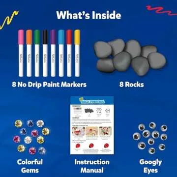Skillmatics Rock Painting Kit - Mess-Free Art & Craft Activity for Girls & Boys, Craft Kits & Supplies, DIY Creative Activity, Gifts for Kids Ages 4, 5, 6, 7, 8, 9, 10, 11,12