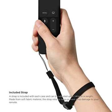 elago R1 Protective Silicone Case Cover Compatible with Apple TV 4K Siri 4th and 5th Generation Siri Remote Control - [Magnet Technology] [Lanyard Included] [Shock Absorption] - Black