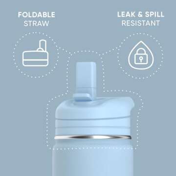 Hydrapeak Mini 14oz Water Bottle with Straw Lid, Stainless Steel Double Wall Insulated Water Bottle | Leak-Proof and Spill-Proof Water Bottle, 24 Hours Cold (Cloud)