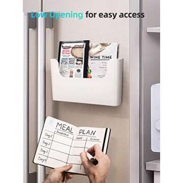 FKTXCO Wall File Organizer Holder No Drilling Wall Mount Hanging File Organizer Door Office Mail Supplies Storage Magazine Envelope Planner Wall Single Pocket Off White Plastic