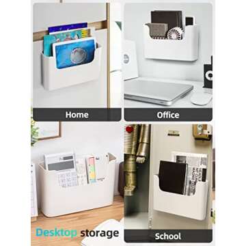 FKTXCO Wall File Organizer Holder No Drilling Wall Mount Hanging File Organizer Door Office Mail Supplies Storage Magazine Envelope Planner Wall Single Pocket Off White Plastic