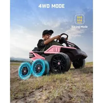 FanttikRide X7 Classic 12V Ride on Toys for Big Kids, 6 Wheels UTV, 4x45W 4MPH Powerful Electric Car, 4-Wheel Drive, Parent Remote, 4 Shock Absorbers, Perfect Choice for Ages 3 and Up, Light Pink
