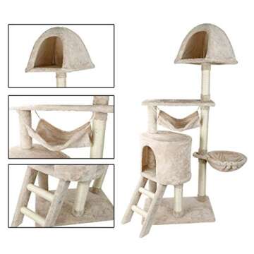 Confote 57 inch Cat Tree Multi-Level Cat Condo with Scratching Posts Kittens Activity Tower Pet Play House Furniture