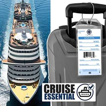 MSC Cruise Luggage Tag Holder by Cruise On [4 Pack] Fits All MSC Cruise Line Ships & Tags - Cruise E...