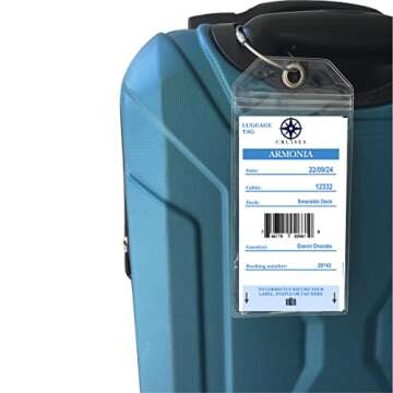 MSC Cruise Luggage Tag Holder by Cruise On [4 Pack] Fits All MSC Cruise Line Ships & Tags - Cruise Essentials 2025 & 2026 - Clear, Plastic & Waterproof Luggage Tags