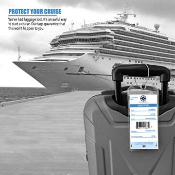 MSC Cruise Luggage Tag Holder by Cruise On [4 Pack] Fits All MSC Cruise Line Ships & Tags - Cruise Essentials 2025 & 2026 - Clear, Plastic & Waterproof Luggage Tags