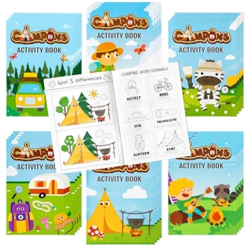 Dvbonike 24Pcs Travel Camping Activity Books - Happy Camper Mini Fun Games Coloring Book Bulk Party ...