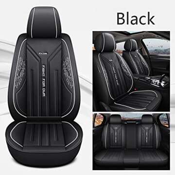 JielinKar Seat Cover 5 Seats Full Set Universal Fit for Most Vehicle Sedan SUV Truck Pickup Airbag Compatible Synthetic Leather Car Seat Cushion (Black)
