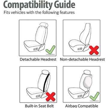 JielinKar Seat Cover 5 Seats Full Set Universal Fit for Most Vehicle Sedan SUV Truck Pickup Airbag Compatible Synthetic Leather Car Seat Cushion (Black)