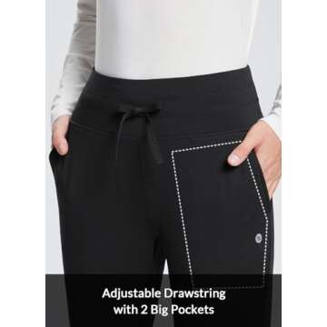 BALEAF Women's Fleece Lined Pants Water Resistant Winter Thermal Warm High Waisted Joggers Sweatpants Hiking Running Leggings Black L