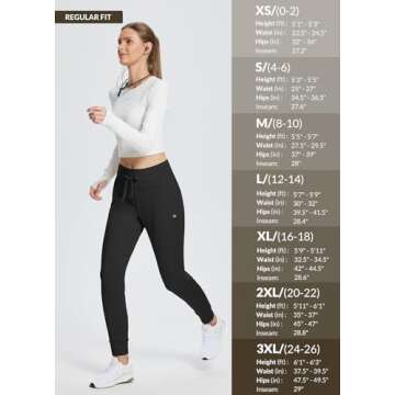 BALEAF Women's Fleece Lined Pants Water Resistant Winter Thermal Warm High Waisted Joggers Sweatpants Hiking Running Leggings Black L