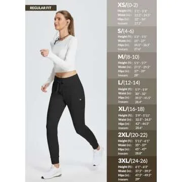 BALEAF Women's Fleece Lined Pants Water Resistant Winter Thermal Warm High Waisted Joggers Sweatpants Hiking Running Leggings Black L