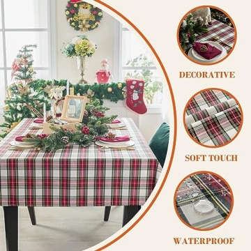 LOSIVISHE Christmas Tablecloth - Waterproof Holiday Decor