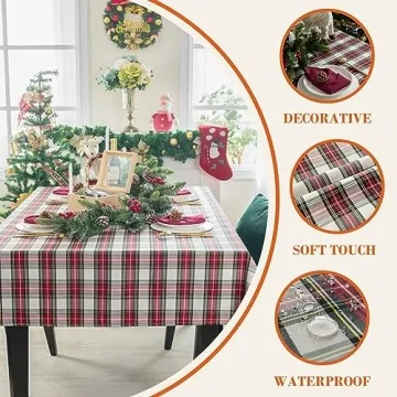 LOSIVISHE Christmas Tablecloth - Waterproof Holiday Decor