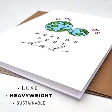Wunderkid World's Best Dad Card, Cute Happy Father's Day Card for Dad (1 Single Card, Blank inside)