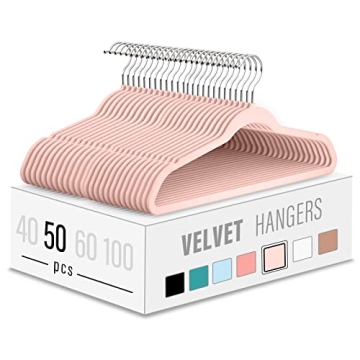 Velvet Clothes Hangers (50 Pack) Heavy Duty Durable Suit Hanger Vibrant Color Hangers Lightweight Sp...
