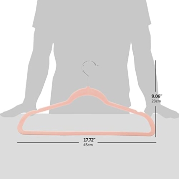 50 Pack Velvet Clothes Hangers Space Saving Blush Pink