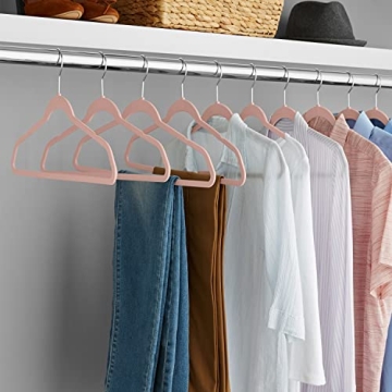 50 Pack Velvet Clothes Hangers Space Saving Blush Pink