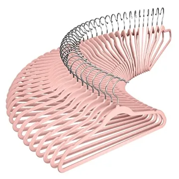 50 Pack Velvet Clothes Hangers Space Saving Blush Pink