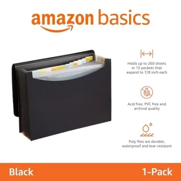 Amazon Basics Expanding Organizer File Folder - Durable & Stylish