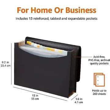 Amazon Basics Expanding Organizer File Folder - Durable & Stylish