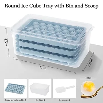 Zimmoo Ice Cube Tray Set for 99 Round Ice Balls