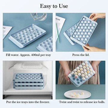 Zimmoo Ice Cube Tray Set for 99 Round Ice Balls