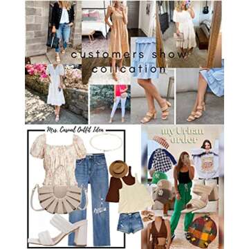 Ermonn Womens Chunky Block Heeled Sandals Two Strap High Heels Nude Square Open Toe Slip On Backless Slide Summer Mules 5