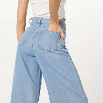 The Drop Women's Alba Wide-Leg Relaxed Denim, Light Indigo, 30