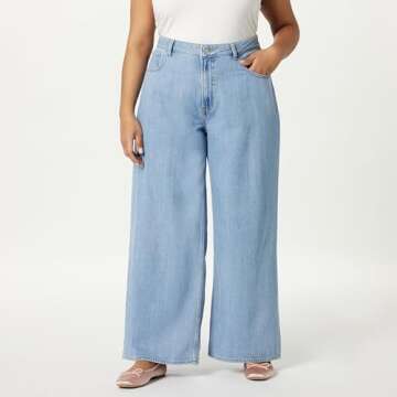 The Drop Women's Alba Wide-Leg Relaxed Denim, Light Indigo, 30