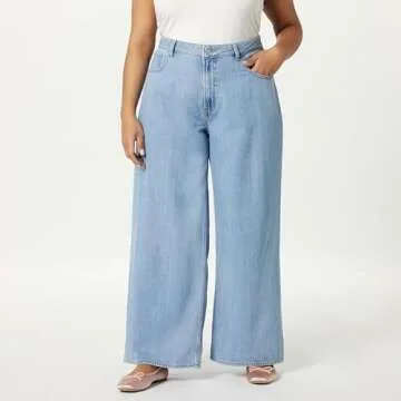 The Drop Women's Alba Wide-Leg Relaxed Denim, Light Indigo, 30