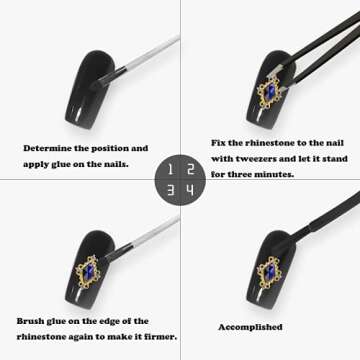 Fake Hand Cosplay Thing Props Luxury Nail Art Gems Hearts Drop Nail Rhinestones Charms Gothic Home Decor for Fans Collector (Gold)