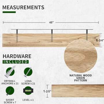 Wood Floating Shelves Set - Rustic Display for Home
