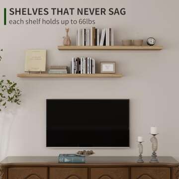 Wood Floating Shelves Set - Rustic Display for Home