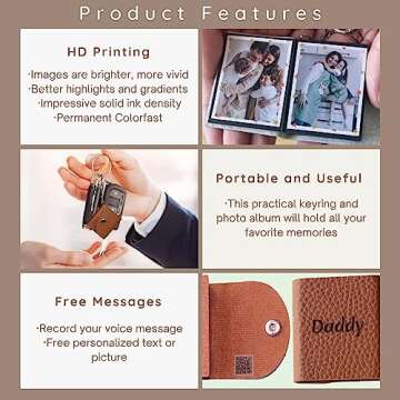 Personalized Mini Leather Photo Keychain and Album