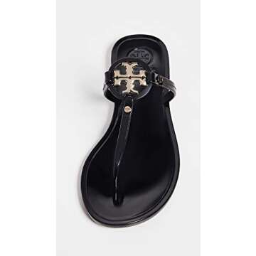 Tory Burch Women's Mini Miller Thong Flip Flops, Perfect Black, 8 Medium US