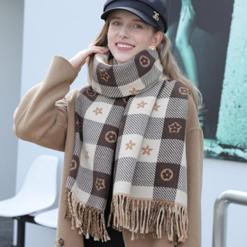 Stylish NTLWKR Women's Oversized Plaid Scarf for Winter