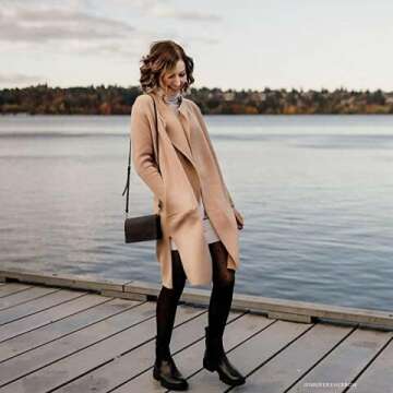 Classy Light Tan/Black Knit Cardigan for Women