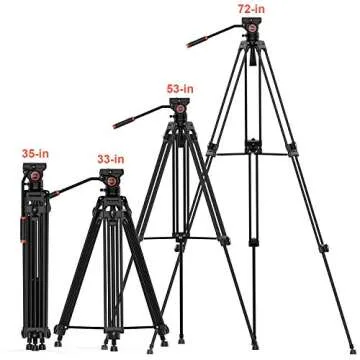 GEEKOTO Heavy Duty Video Tripod with Fluid Head 72"