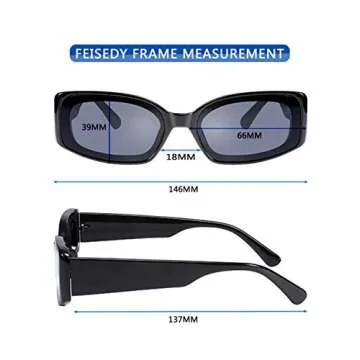 FEISEDY Retro Rectangle Sunglasses Women Men Vintage 90s Small Glasses Thick Narrow Fashion Y2K Plastic Glasses B2462