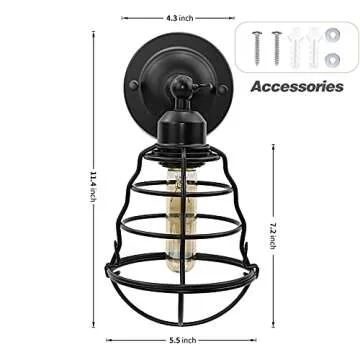 LYOOWNG Farmhouse Wall Sconces 2pack, Vintage Wall Light Fixtures, Wire Cage Wall Sconces, Industria...