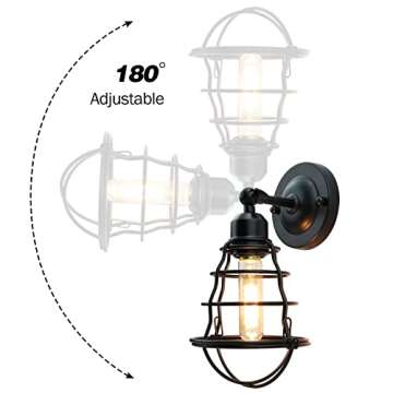 LYOOWNG Farmhouse Wall Sconces 2pack, Vintage Wall Light Fixtures, Wire Cage Wall Sconces, Industrial Wall Sconces, Modern Sconces Wall Lighting, Retro Wall Mount Light for Bedroom Hallway