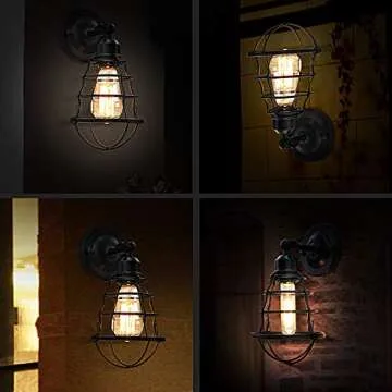 LYOOWNG Farmhouse Wall Sconces 2pack, Vintage Wall Light Fixtures, Wire Cage Wall Sconces, Industrial Wall Sconces, Modern Sconces Wall Lighting, Retro Wall Mount Light for Bedroom Hallway
