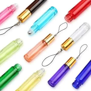 ESARORA 24 Pack Colorful Essential Oil Roller Bottles