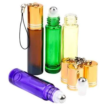 ESARORA 24 Pack Colorful Essential Oil Roller Bottles