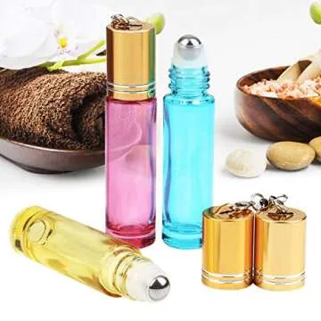 ESARORA 24 Pack Colorful Essential Oil Roller Bottles