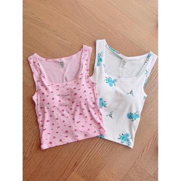 Danysu Women Cotton Rib Tank Top with Built-in Bra