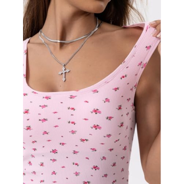 Danysu Women Cotton Rib Tank Top with Built-in Bra